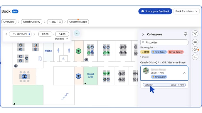 In the booking view you can filter for user tags