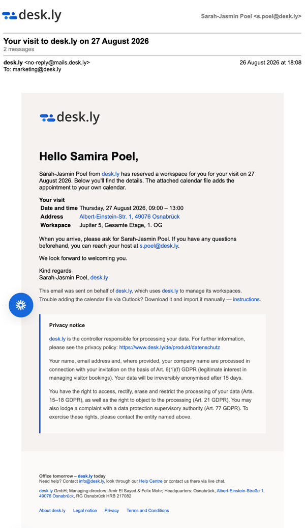 Hilfe Gästebuchung E-Mail EN