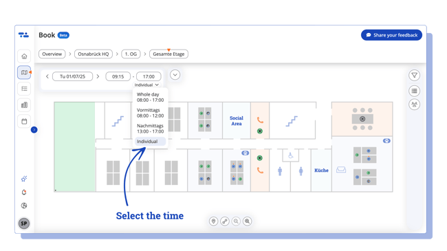 Select individual time for your booking