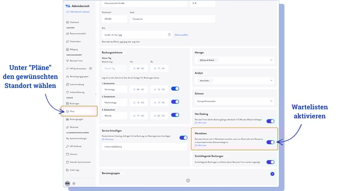 Wartelisten aktivieren als Admin