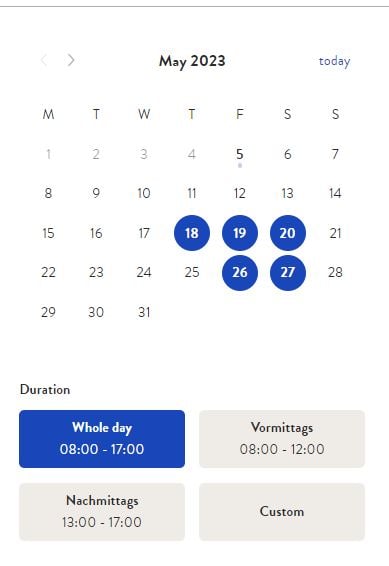 multipledaybooking