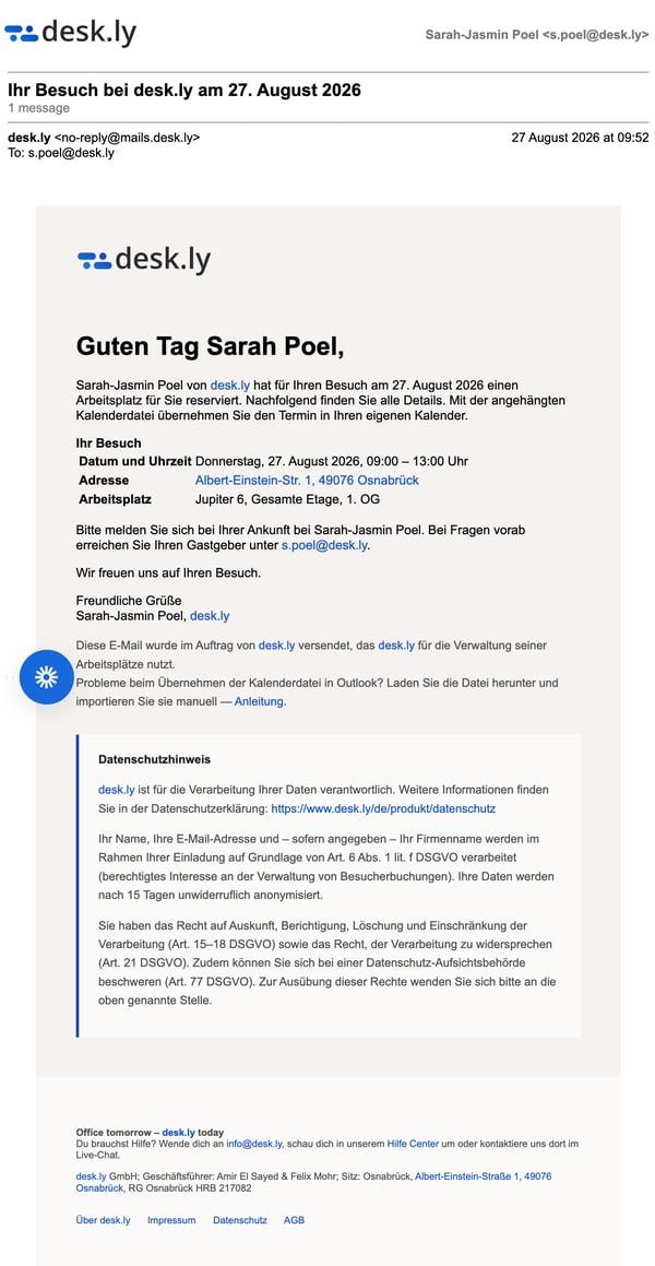 Hilfe Gästebuchung E-Mail DE