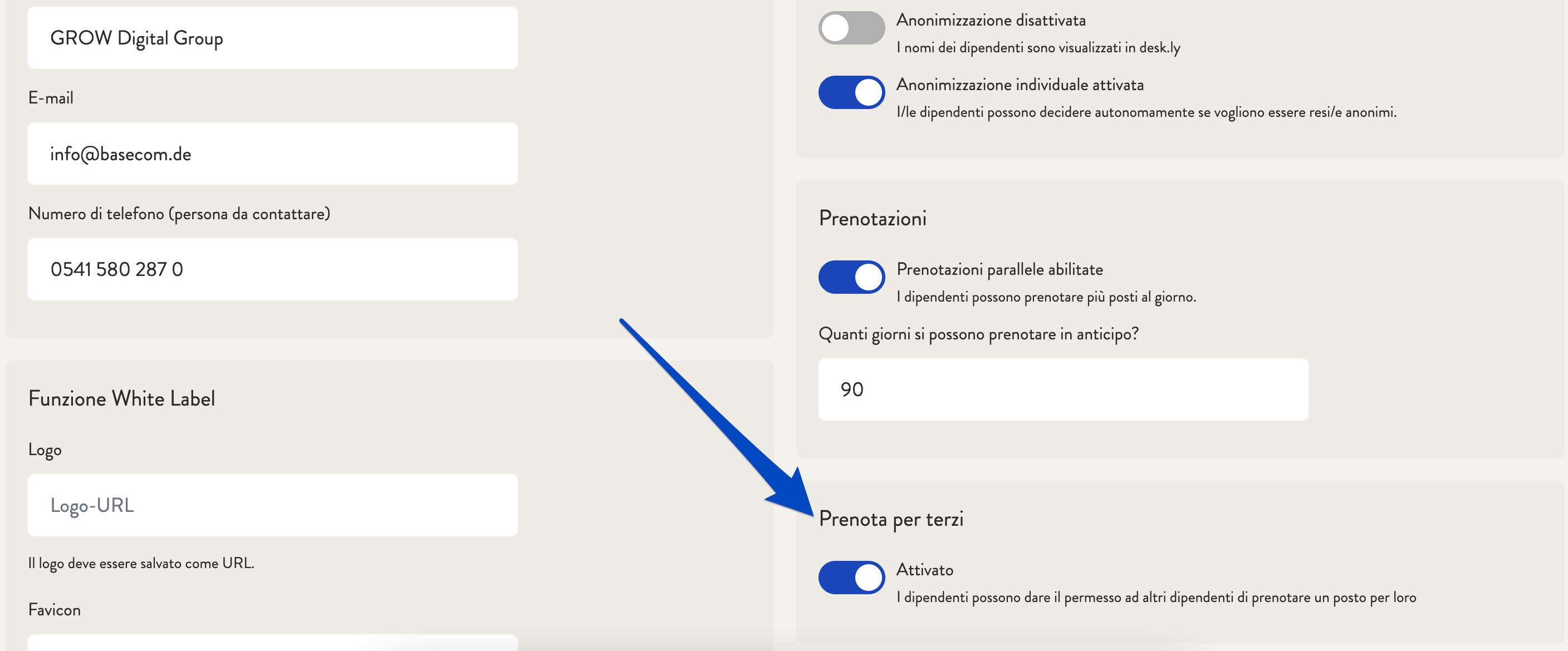 Come faccio a stabilire se i miei dipendenti possono prenotare per i colleghi_2