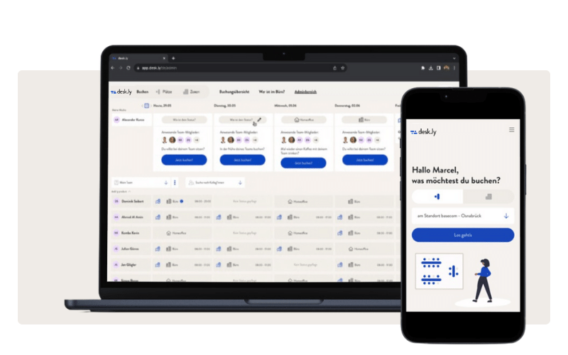 Auszug aus der App der Desk Booking Software